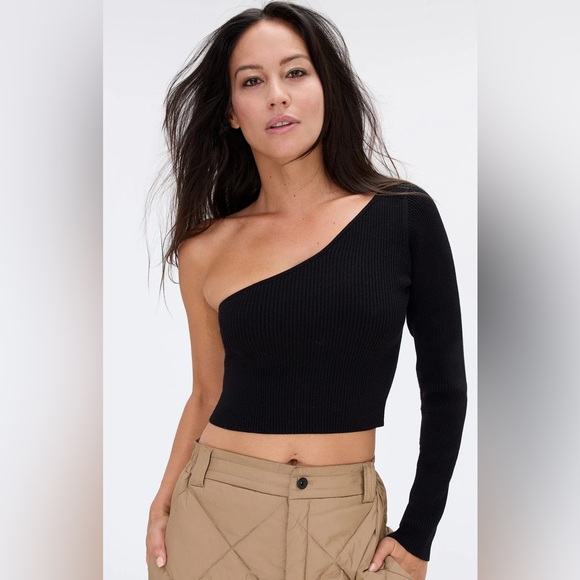 Alp N Rock | ANR+ Marie One Shoulder Eco Vero Ribbed Sweater in Black Small - Picture 9 of 9